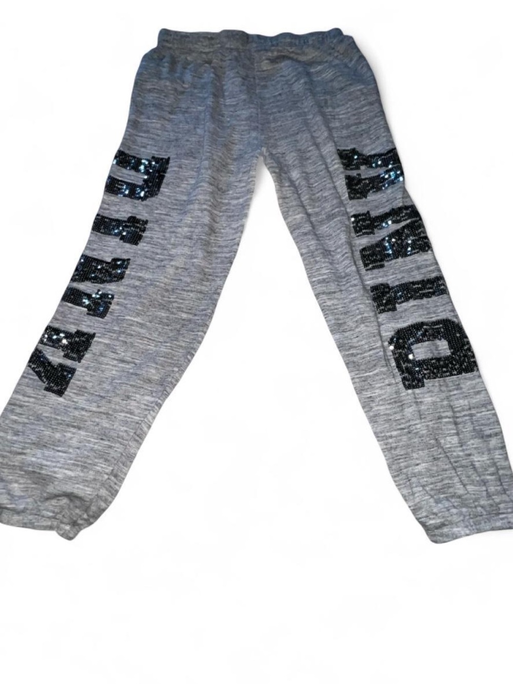 PINK Victoria's Secret Marl Gray Logo Sequin Sweatpants with Pockets size S